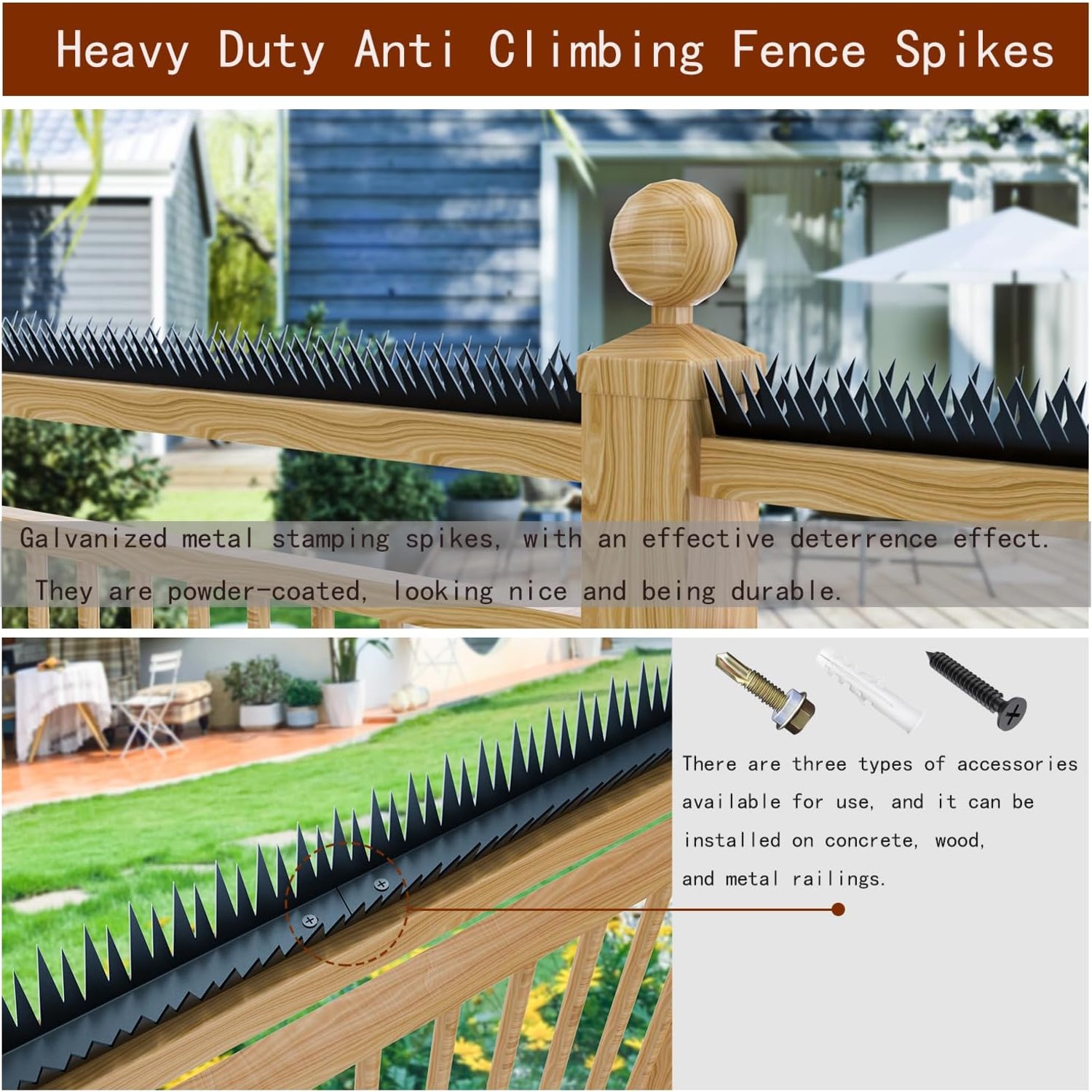 Metal Anti-Climb Fence Spikes (6 Pack)