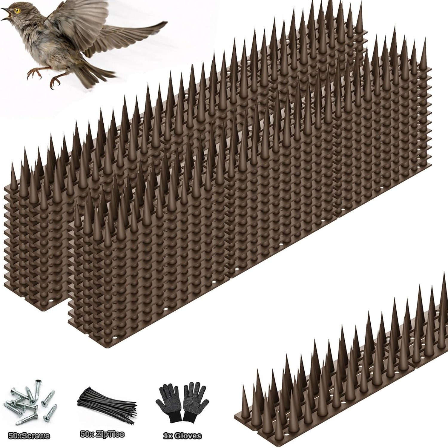 Bird Spikes 24 Pack, 33.5 ft Outdoor Bird Deterrent Strips: image 2