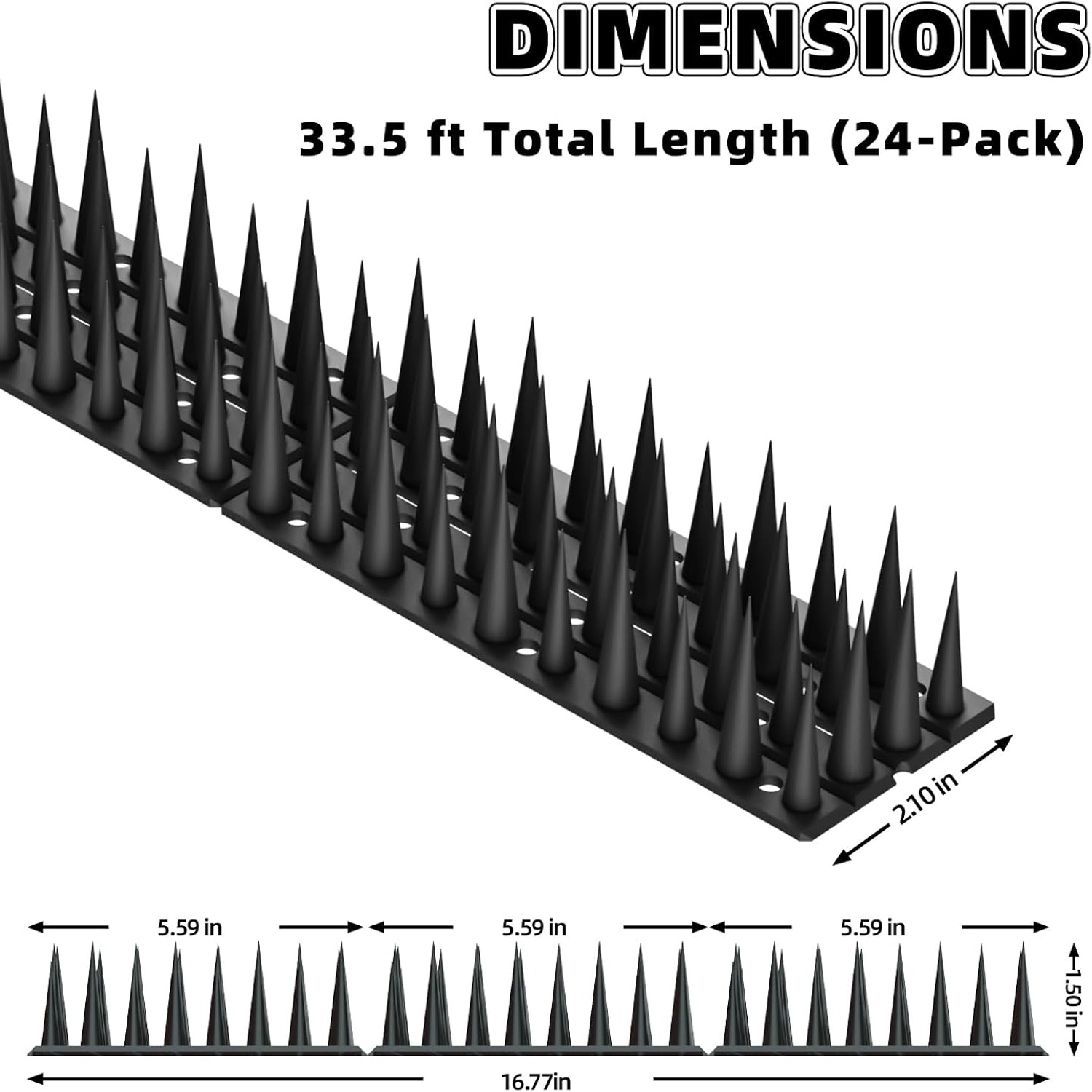Bird Spikes 24 Pack, 33.5 ft Outdoor Bird Deterrent Strips: image 3