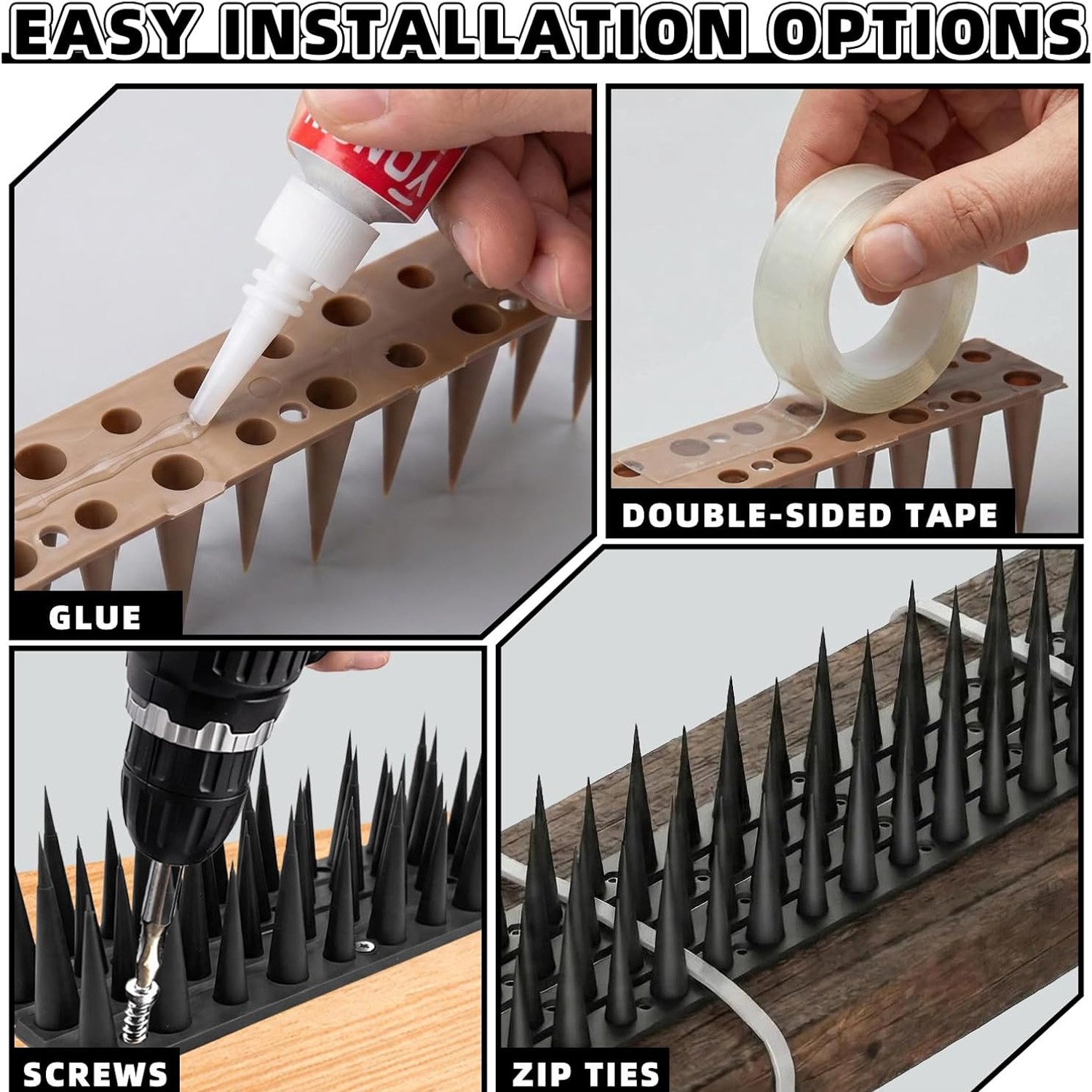Bird Spikes 24 Pack, 33.5 ft Outdoor Bird Deterrent Strips: image 6