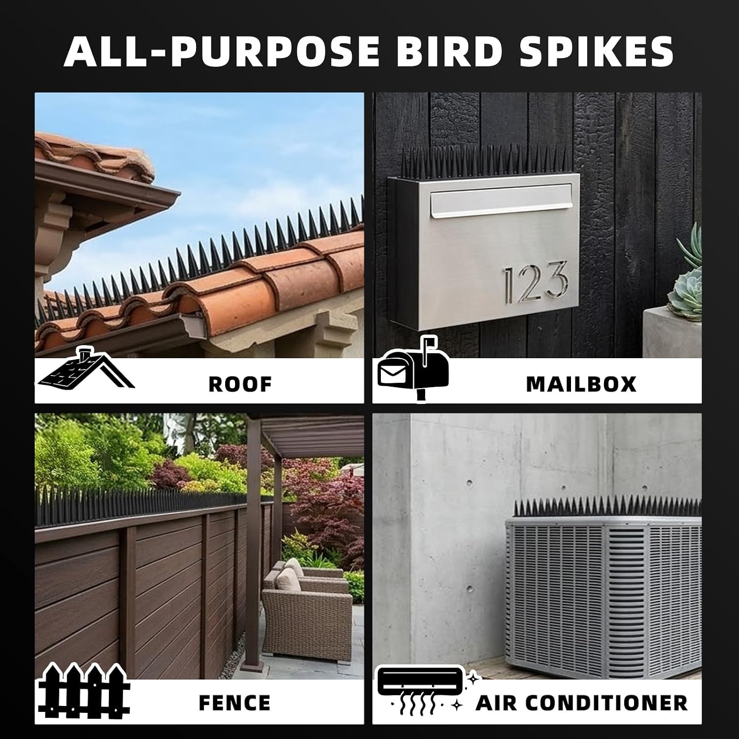 Bird Spikes 24 Pack, 33.5 ft Outdoor Bird Deterrent Strips: image 7