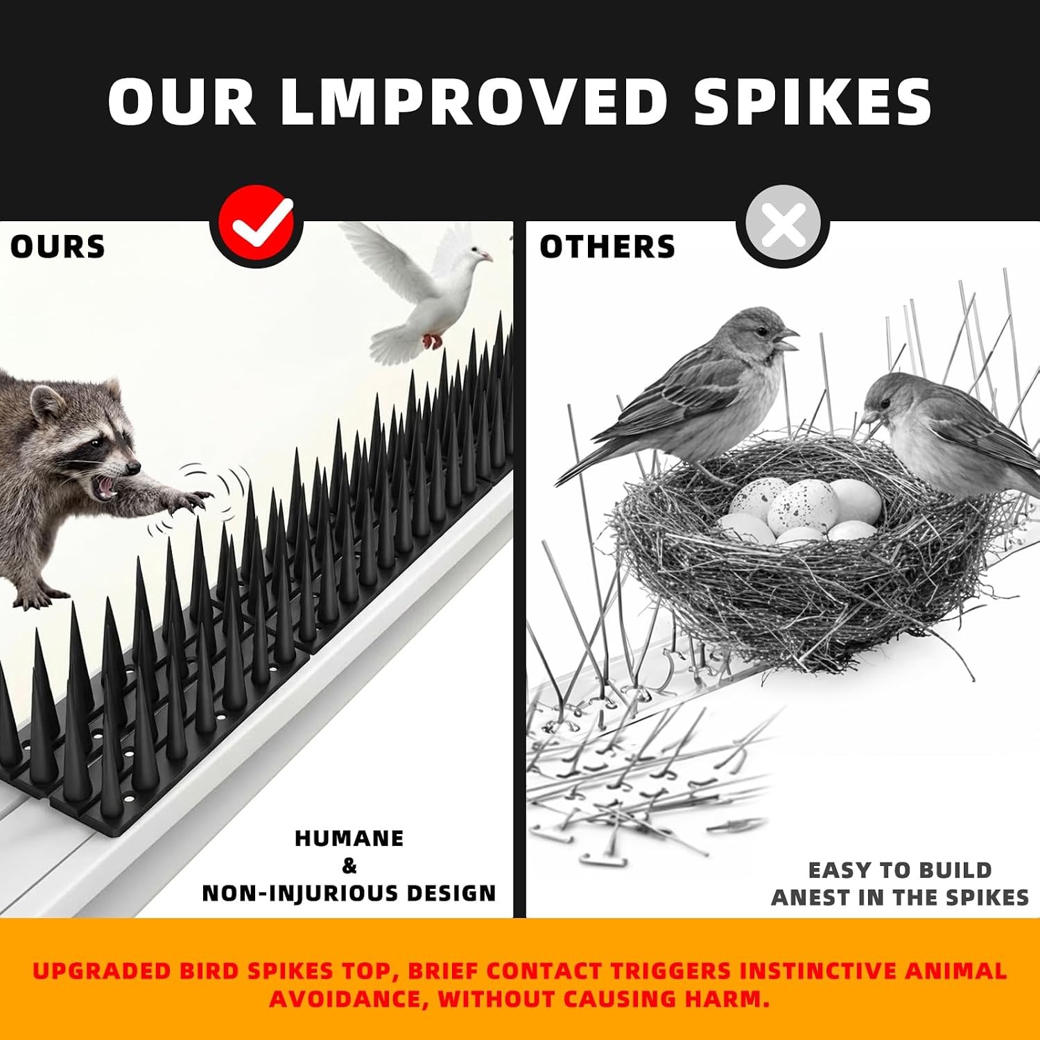 Bird Spikes 24 Pack, 33.5 ft Outdoor Bird Deterrent Strips: image 8