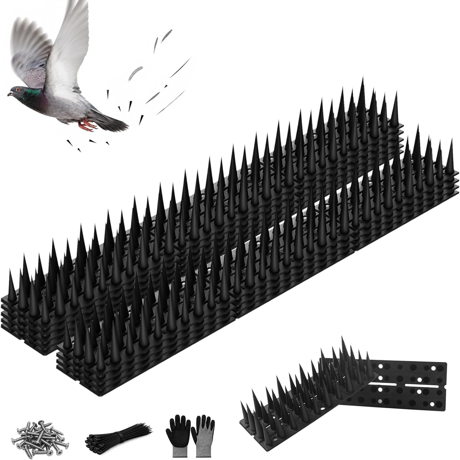 Bird Spikes 24 Pack, 33.5 ft Outdoor Bird Deterrent Strips: image 10
