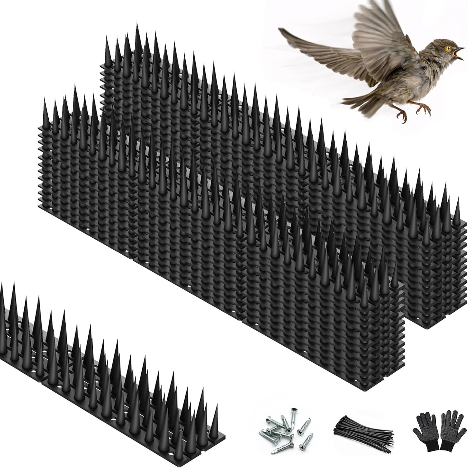 Bird Spikes 24 Pack, 33.5 ft Outdoor Bird Deterrent Strips