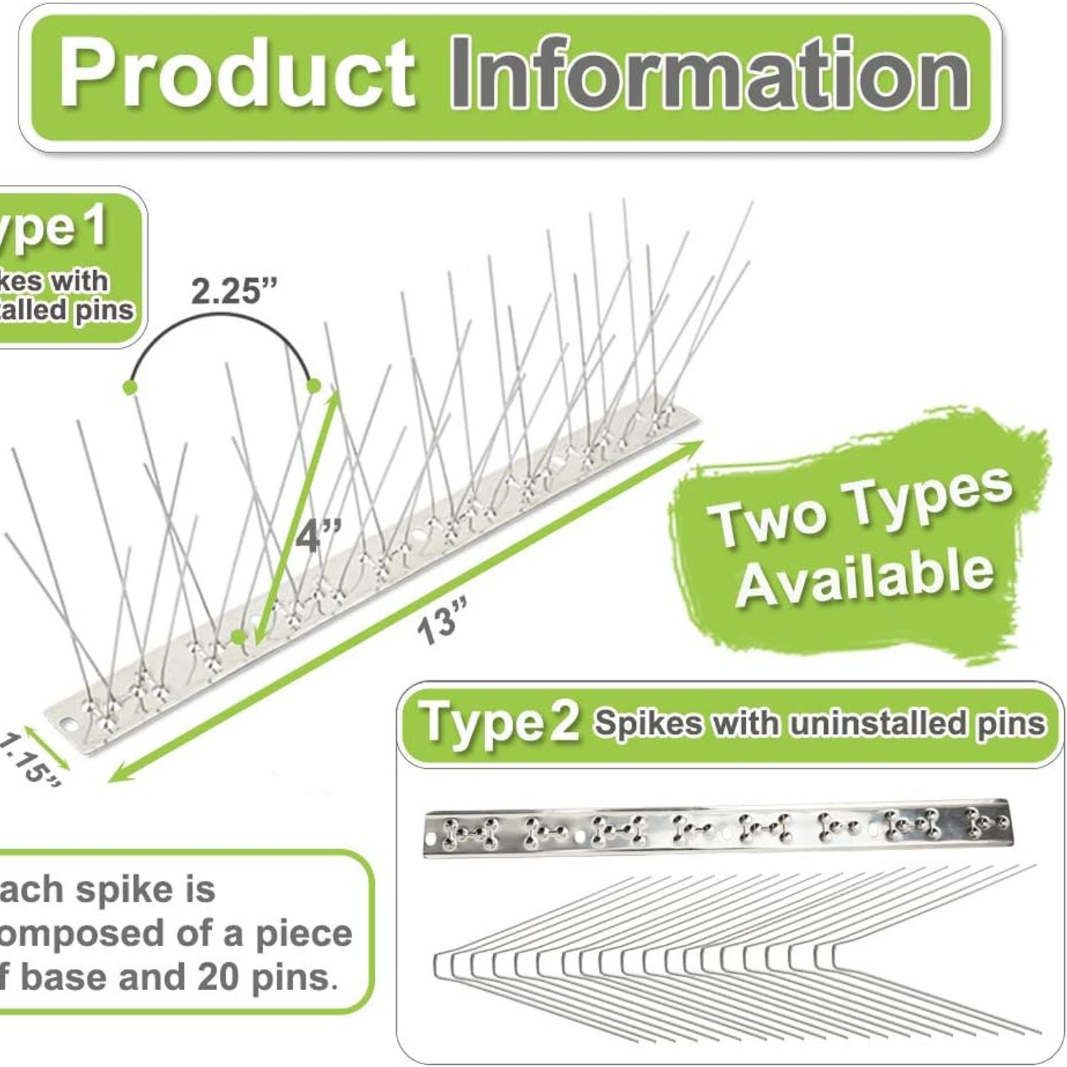Stainless Steel Bird Spikes 60 ft Bulk Pack (56 Strips): image 2