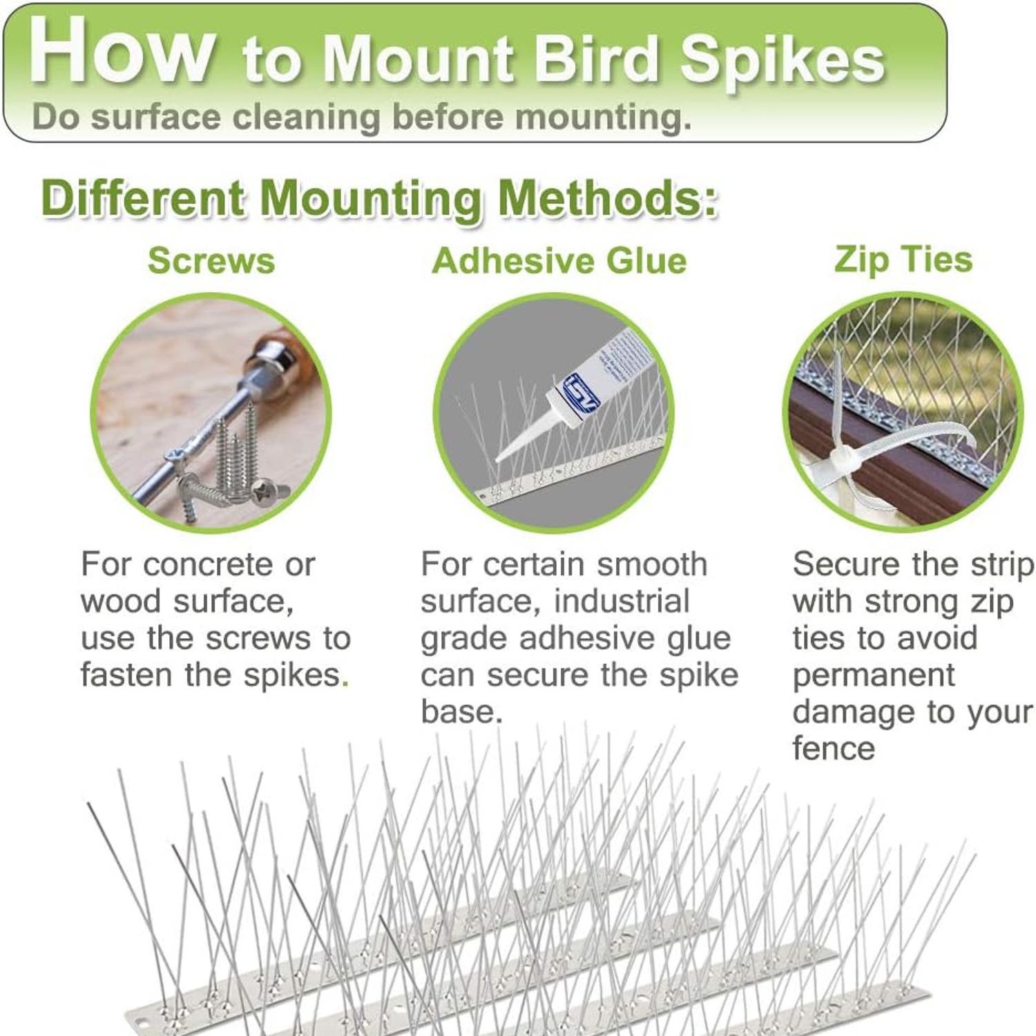 Stainless Steel Bird Spikes 60 ft Bulk Pack (56 Strips): image 4