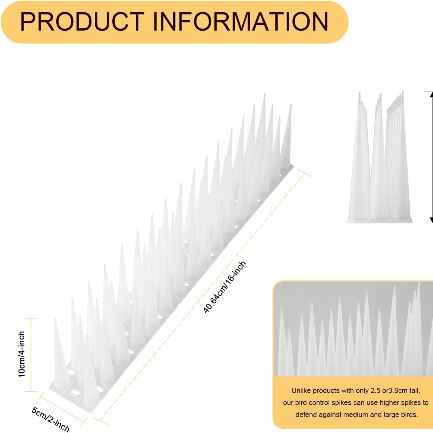 Extra Tall Plastic Bird Spikes 8 ft Pack: image 5