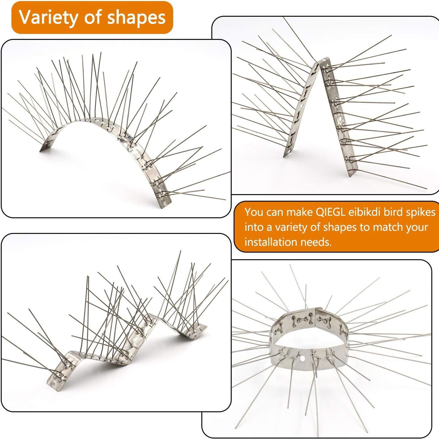 QIEGL Stainless Steel Pigeon Spikes, 23 Strips, 25 ft Coverage: image 3