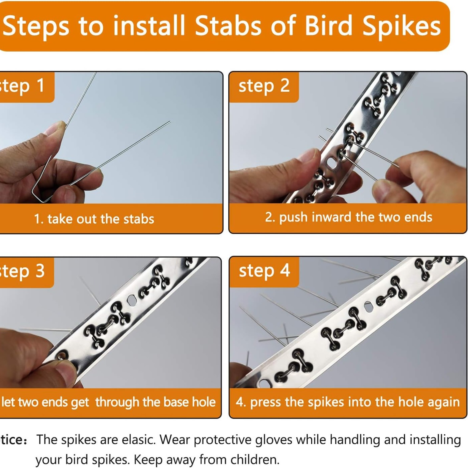 QIEGL Stainless Steel Pigeon Spikes, 23 Strips, 25 ft Coverage: image 5