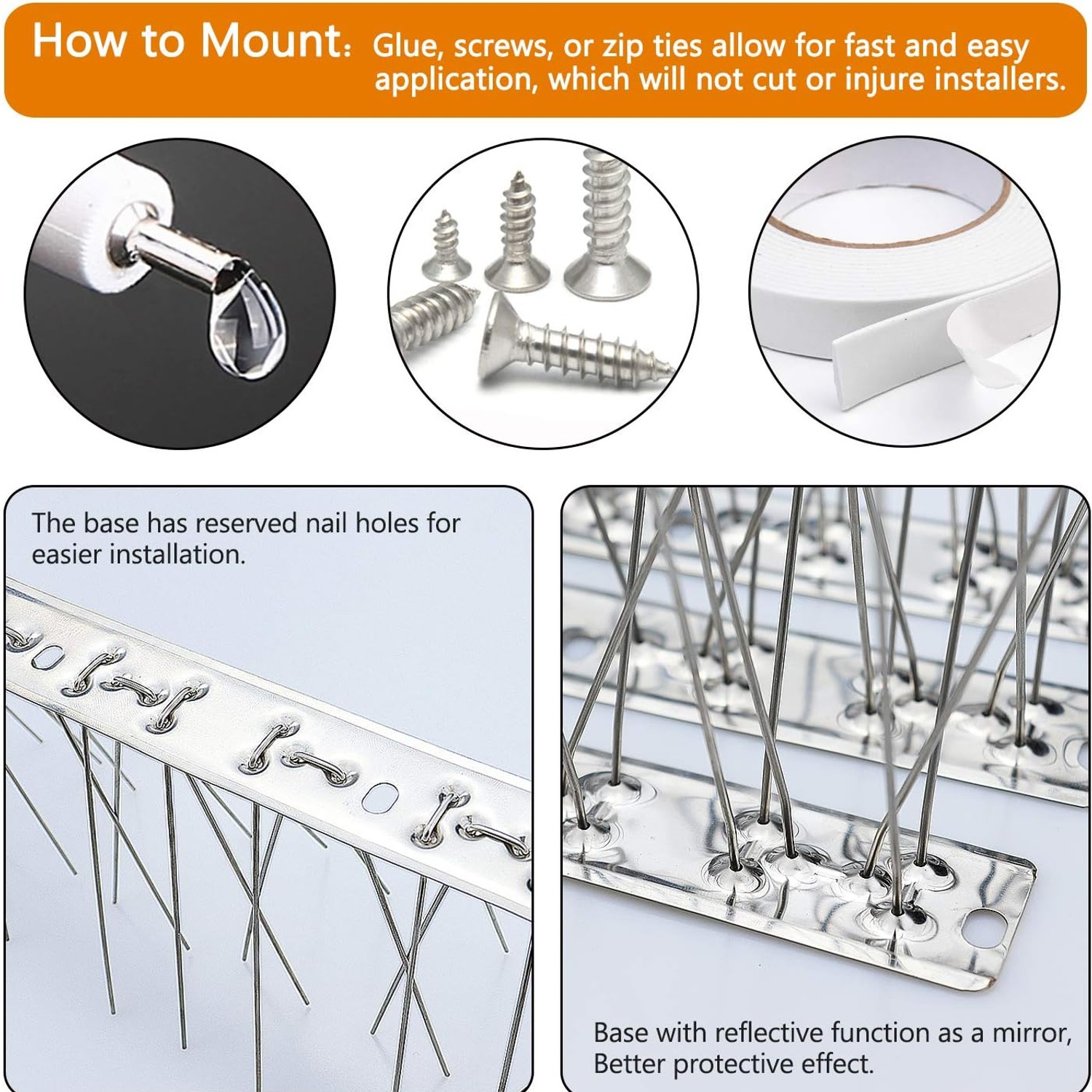 Stainless Steel Pigeon Spikes, 50 ft Coverage Kit (46 Strips): image 4