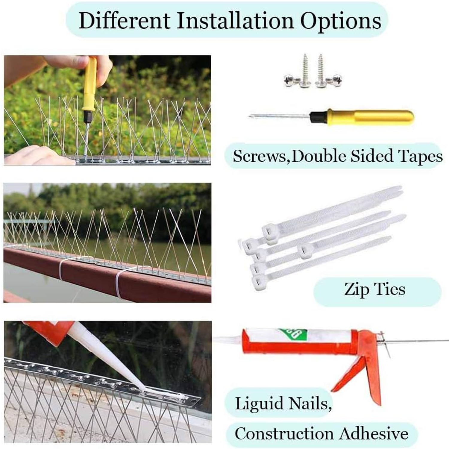 Stainless Steel Bird Spike Strips 30 ft Kit: image 2