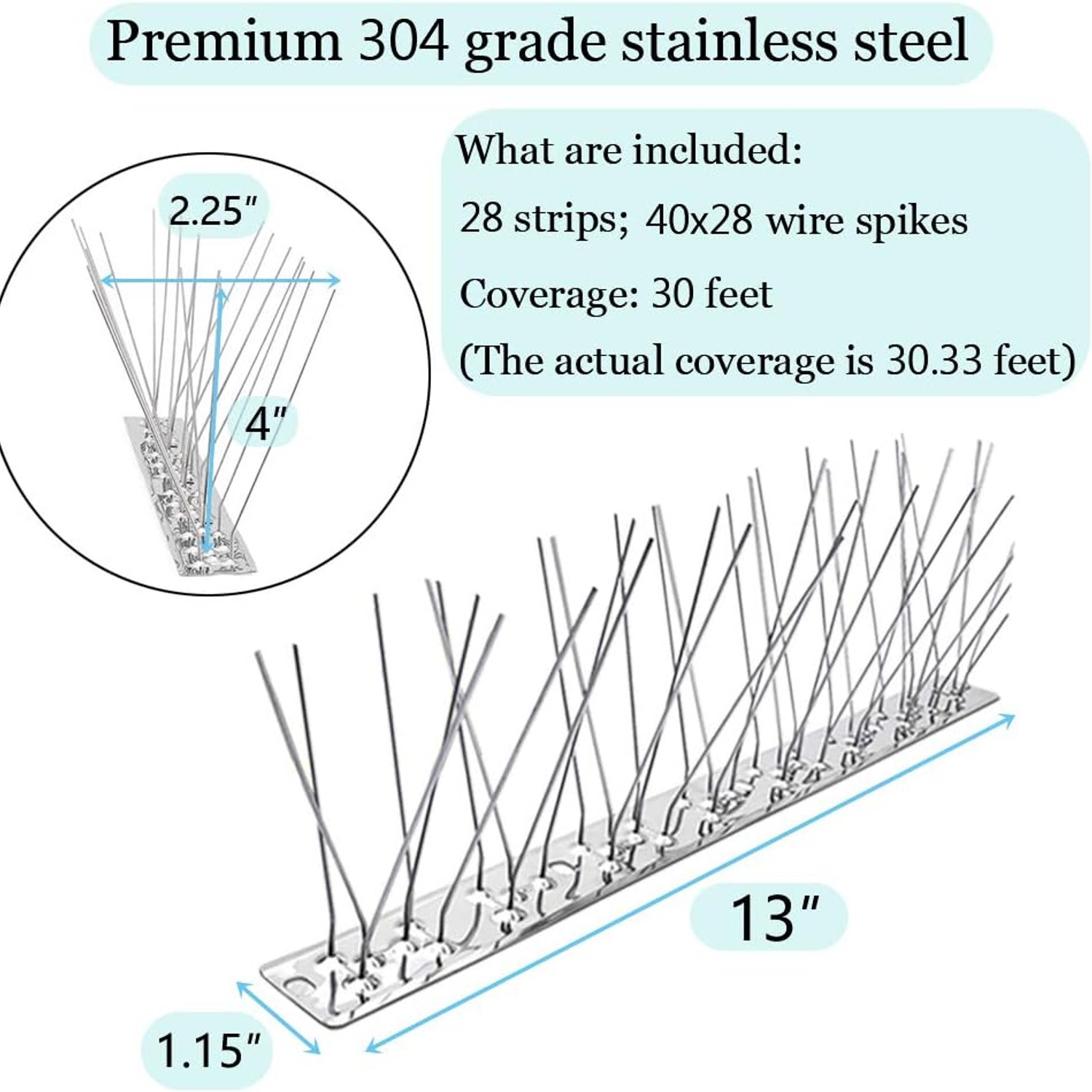 Stainless Steel Bird Spike Strips 30 ft Kit: image 4
