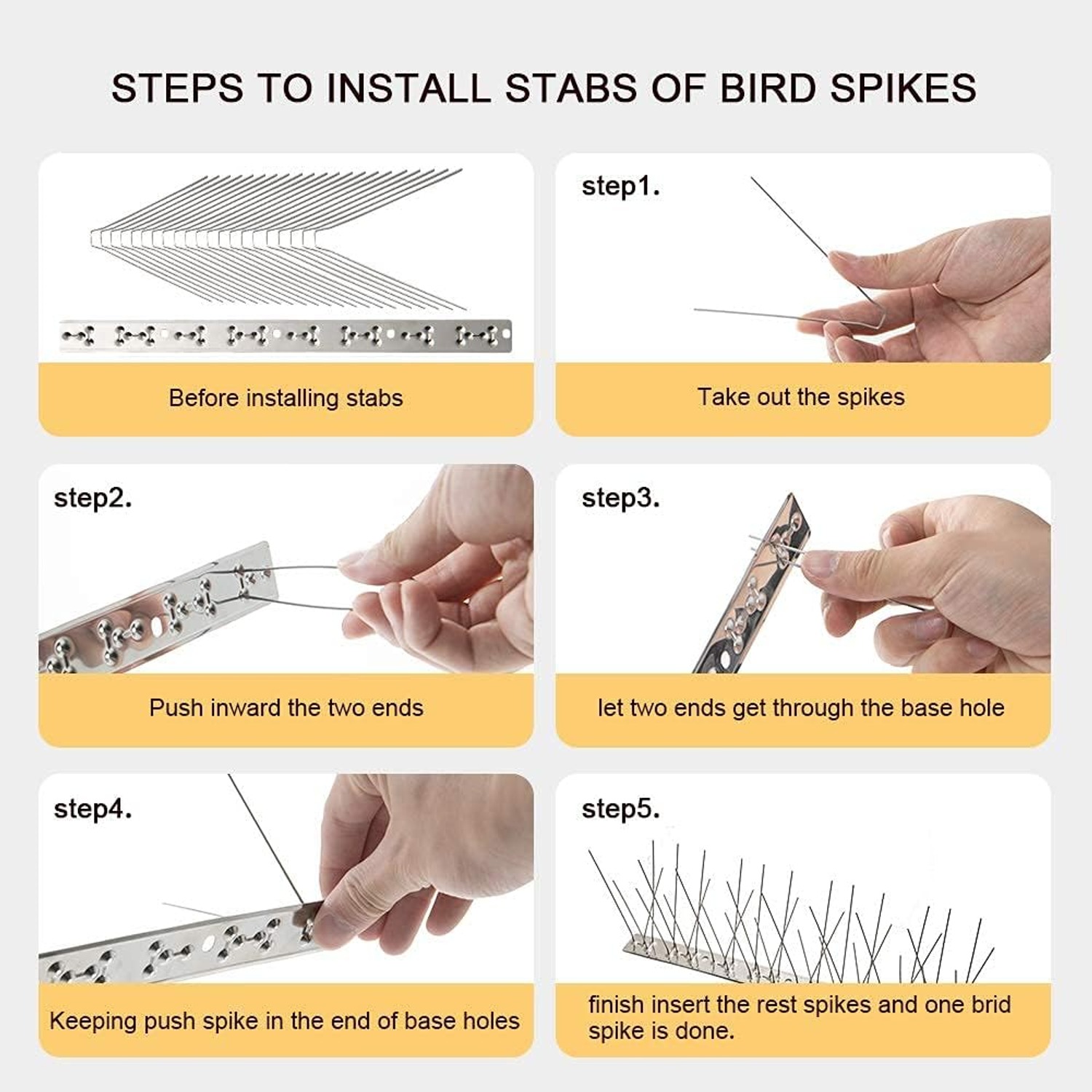 Stainless Steel Bird Spikes 10 ft Kit