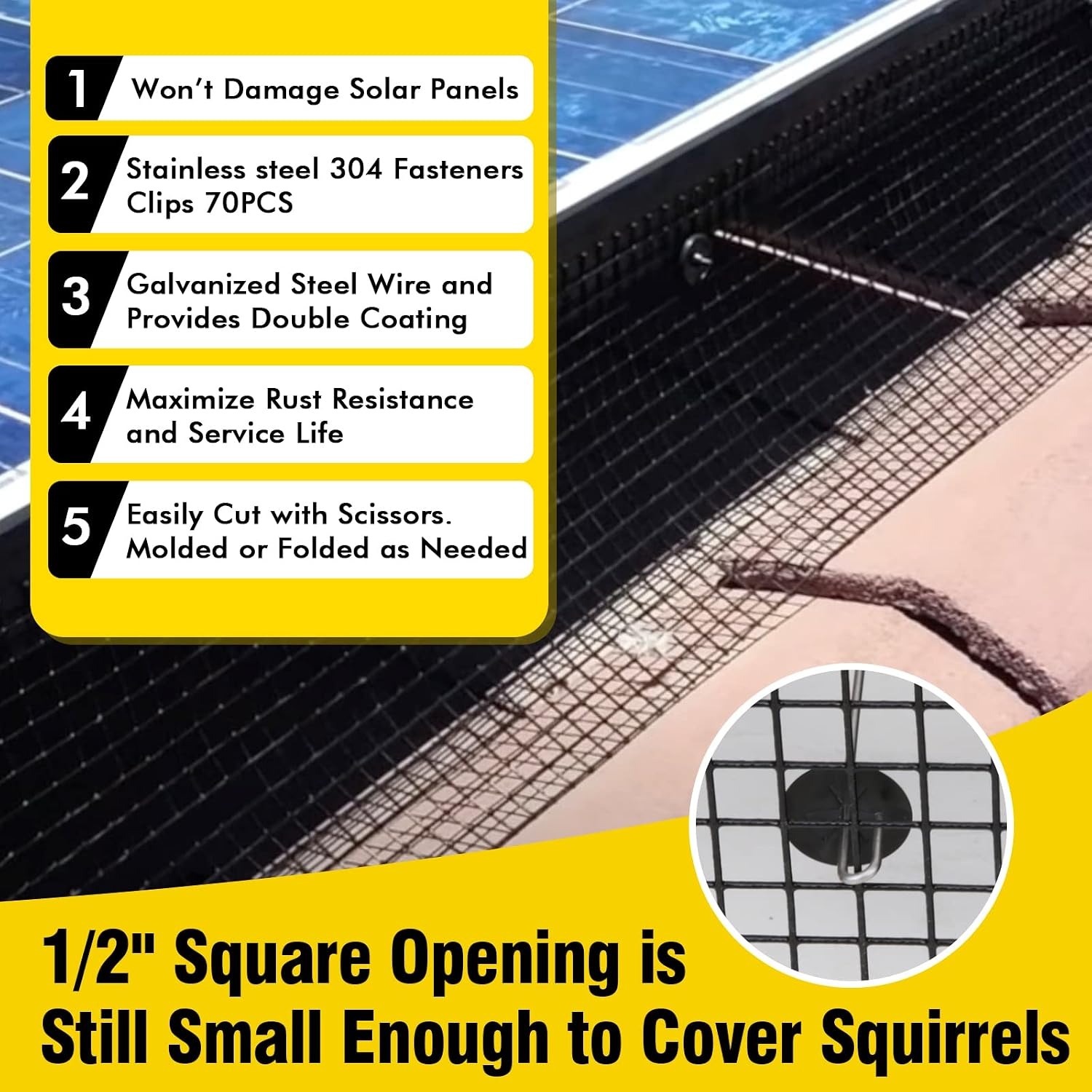 Solar Panel Bird Guard Mesh Roll 6 in x 100 ft