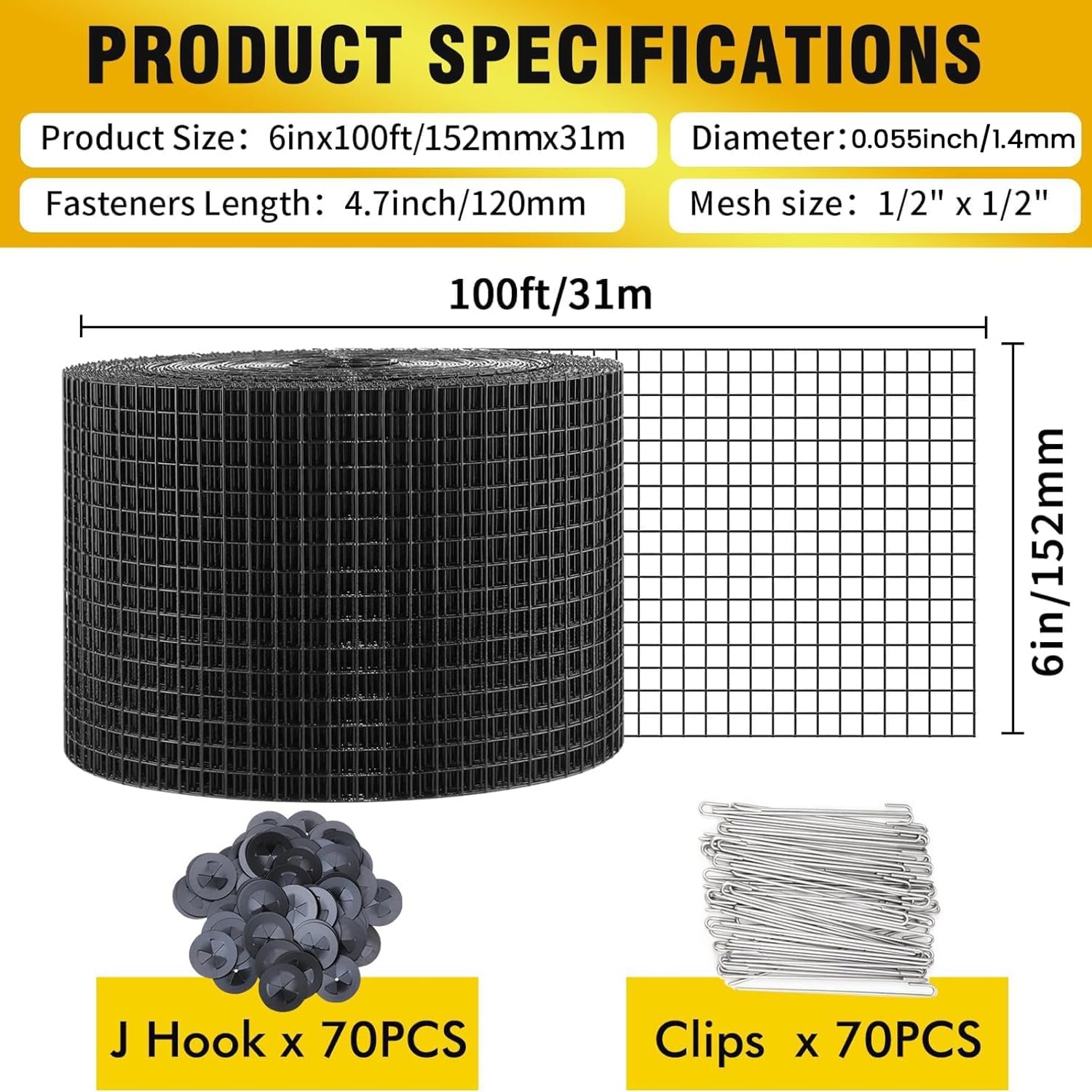 Solar Panel Bird Guard Mesh Roll 6 in x 100 ft